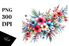Colorful Hawaiian Flowers PNG Product Image 1