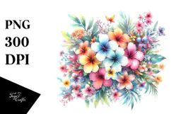 Colorful Hawaiian Flowers PNG Product Image 1