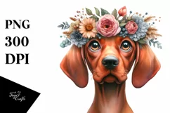 Watercolor Vizsla Big Eyes, Standing Up Human Like Wreath on Product Image 1