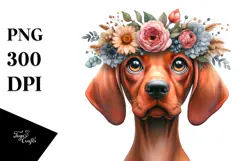 Watercolor Vizsla Big Eyes, Standing Up Human Like Wreath on Product Image 1