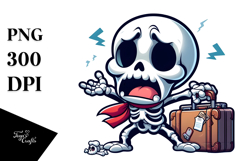 Dramatic Skeleton with Suitcase, Cute PNG Product Image 1