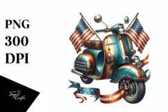 Vintage Scooter Watercolor Ribbons Clipart Product Image 3