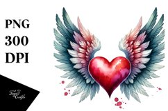 Heart with Wings Watercolor PNG Product Image 1