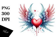 Heart with Wings Watercolor PNG Product Image 1