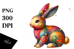 Colorful Bunny Wood PNG Product Image 1