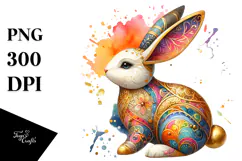 Colorful Bunny Wood PNG Product Image 1