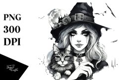Washed Watercolor Gothic Witch | Tshirt|Tumbler|Mug|Clipart Product Image 1