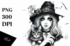 Washed Watercolor Gothic Witch | Tshirt|Tumbler|Mug|Clipart Product Image 1