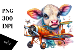 colorful Baby Cow with Biplane Product Image 1