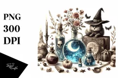 Washed Watercolor Retro Witch | Tshirt|Tumbler|Mug|Clipart Product Image 1