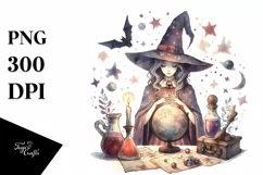 Washed Watercolor Retro Witch | Tshirt|Tumbler|Mug|Clipart Product Image 1