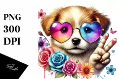 Puppy Winking Victory Sign PNG Product Image 1