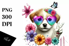 Puppy Winking Victory Sign PNG Product Image 1