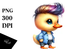 Cool Baby Duck Watercolor Drawing PNG Product Image 1