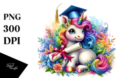 colorful Baby Unicorn with Diploma Product Image 1