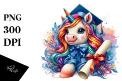 Colorful Baby Unicorn with Diploma, High-Res PNG Product Image 3