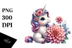 Colorful Baby Unicorn Dahlia Clipart Product Image 3