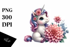 Colorful Baby Unicorn Dahlia Clipart Product Image 3
