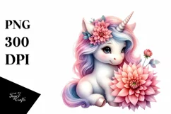 Pastel Unicorn Baby Dahlia | Sublimation | Clipart Product Image 1