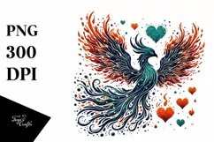 Retro Phoenix Bird of Fire and Ice PNG Product Image 1