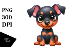 Cute Cartoon Doberman Pinscher PNG Product Image 1