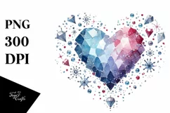 Watercolor Diamond Heart, Vintage PNG Product Image 1