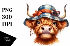 Highland Cow Watercolor | Sublimation Clipart Product Image 1