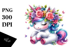 Cute Baby Unicorn Playing, PNG Product Image 1