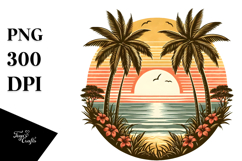 Vintage Tropical Tree Sunset PNG Product Image 1