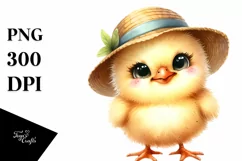 Funny Baby Chick with Sun Hat | Sublimation Clipart Product Image 3