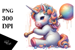 Colorful Baby Unicorn Swing Club PNG Product Image 1
