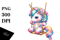 Colorful Baby Unicorn Swing Club PNG Product Image 1