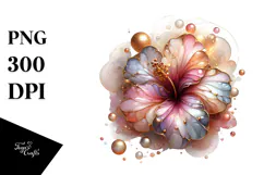 Abstract Hibiscus, Watercolor PNG Product Image 1
