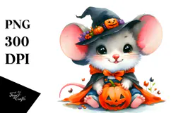 Cute Baby Mouse Dressed for Halloween PNG Product Image 1