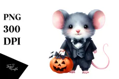 Cute Baby Mouse Dressed for Halloween PNG Product Image 1