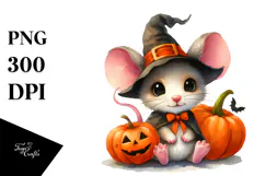 Cute Baby Mouse Dressed for Halloween PNG Product Image 1