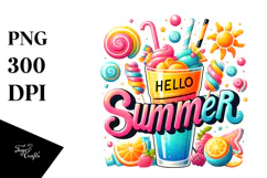 colorfull Frozen Drink with Hello Summer PNG Product Image 1