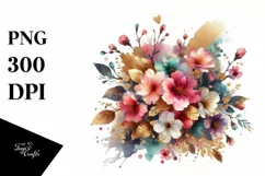 Colorful Bouquet with Cherry Blossom, GOLD FOIL Splash Product Image 3