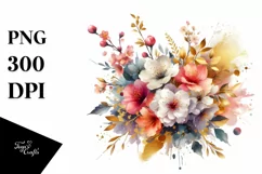 Colorful Bouquet with Cherry Blossom, GOLD FOIL Splash Product Image 1