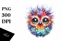 Colorful Baby Owl Sublimation Clipart Product Image 3