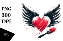 Heart with Wings Paint Brush Style PNG Product Image 1