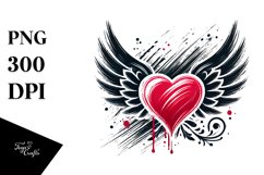 Heart with Wings Paint Brush Style PNG Product Image 1