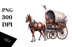 Vintage Horse Wagon, USA Flag PNG Product Image 1