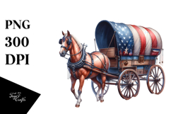 Vintage Horse Wagon, USA Flag Colors PNG Product Image 1