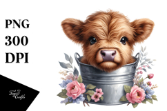 Watercolor Baby Highland Cow PNG Product Image 1