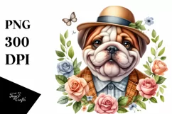 Thoughtfull Bulldog FLORAL FRAME Clipart Product Image 3
