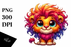 Colorful Baby Lion Smiling | Clipart Product Image 1