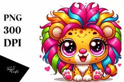 Colorful Crazy Baby Lion PNG Product Image 3