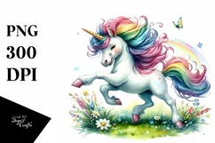 Colorful Baby Unicorn Skipping PNG Product Image 3