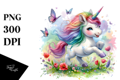 Colorful Baby Unicorn Skipping PNG Product Image 1
